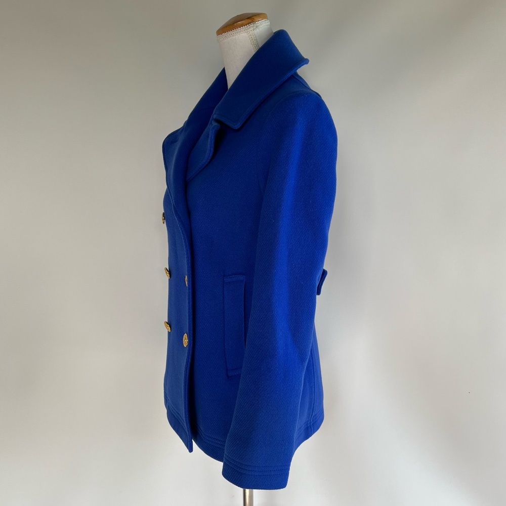 J. Crew Stadium Cloth Cobalt Blue Pea Coat - sz 2 - Picture 5 of 6